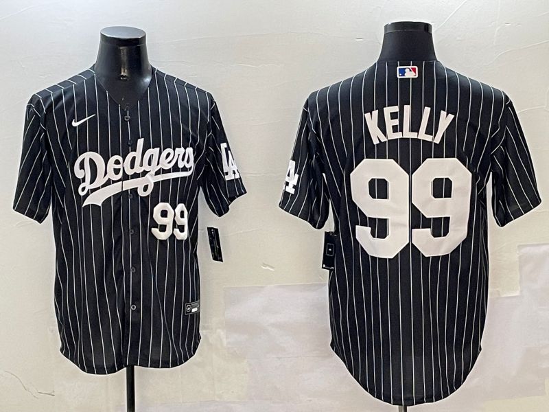 Men Los Angeles Dodgers #99 Kelly Black Stripe Jointly Name 2025 Nike MLB Jersey style 8